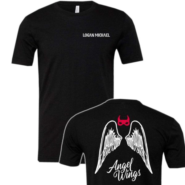 Logan Michael Black Heather Angel Wings Tee Fashion